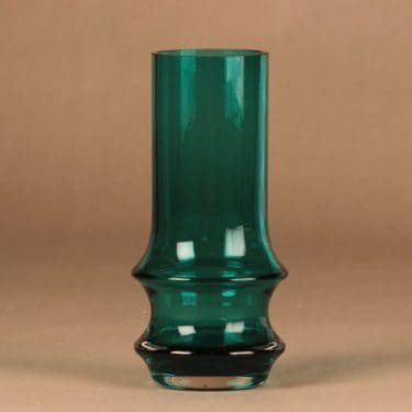 Riihimäen lasi 1465 maljakko, turkoosinvihreä, suunnittelija Tamara Aladin,