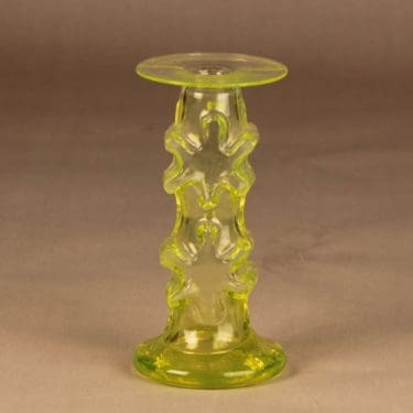 Riihimäen lasi Kasper kynttilänjalka, keltainen, suunnittelija Erkkitapio Siiroinen,