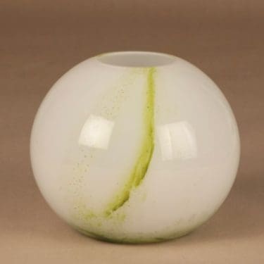 Riihimäen lasi Koralli maljakko, vihreä, valkoinen, suunnittelija Tamara Aladin,