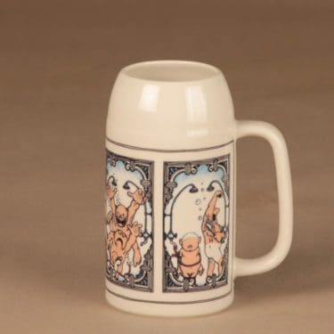 Arabia tuoppi, monivärinen, suunnittelija Bosse Österberg, Sauna-aihe