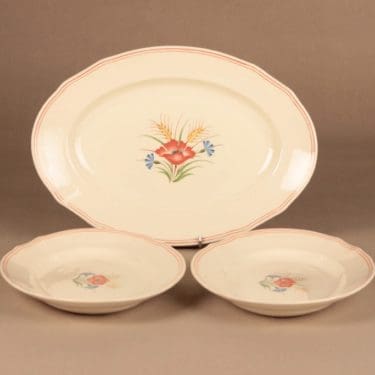 Arabia AS tarjoiluvati, monivärinen, 3 kpl, suunnittelija Olga Osol, kukka