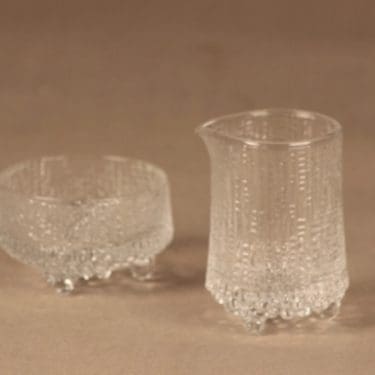 Iittala Ultima Thule sokerikko ja kermakko, kirkas, suunnittelija Tapio Wirkkala,