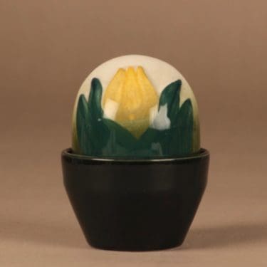 Arabia Ikikukka keltainen Tulppaani, signeerattu, suunnittelija Heljä Liukko-Sundström, signeerattu, kukka, käsinmaalattu