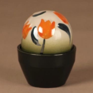 Arabia Ikikukka oranssi kellokukka, signeerattu, suunnittelija Heljä Liukko-Sundström, signeerattu, kukka, käsinmaalattu