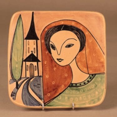 Kupittaan Savi seinälautanen, käsinmaalattu, suunnittelija Laila Zink, käsinmaalattu, signeerattu