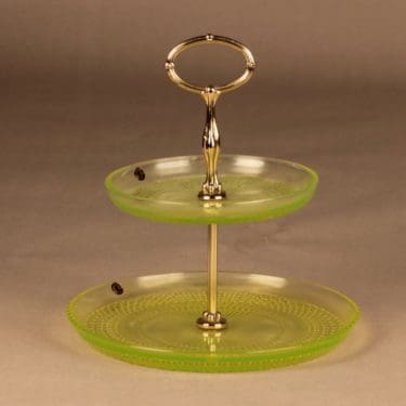 Riihimäen lasi Barokki kerrostarjotin, 2-osainen, suunnittelija Erkkitapio Siiroinen, 2-osainen