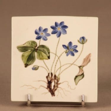 Arabia Sinivuokko koristelaatta, Anemone Hepatica, suunnittelija Svea Granlund, Anemone Hepatica, käsinmaalattu, kukka