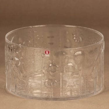 Nuutajärvi Flora kulho, kirkas, suunnittelija Oiva Toikka,