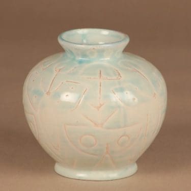 Kupittaan Savi maljakko, käsinmaalattu, suunnittelija Gunnar Iso-Puonti, käsinmaalattu, signeerattu