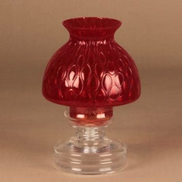 Riihimäen lasi Apollo kynttilälyhty, kirkas, punainen, suunnittelija Nanny Still,
