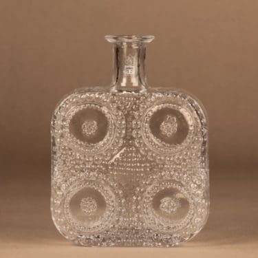 Riihimäen lasi Grapponia pullo, kirkas, suunnittelija Nanny Still,