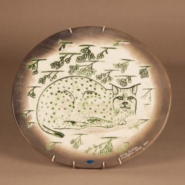 Nuutajärvi Fauna Fennica koristelautanen, signeerattu, suunnittelija Oiva Toikka, signeerattu