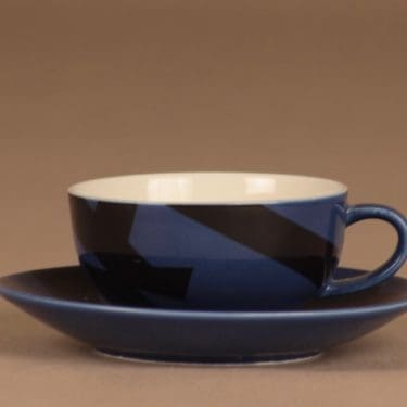 Arabia Domino Combo mokkakuppi, sininen, musta, suunnittelija Howard Smith,