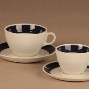 Arabia kahvi-ja teekuppi kahvi-ja teekuppi, sininen, valkoinen, 2 kpl, suunnittelija Kaj Franck,