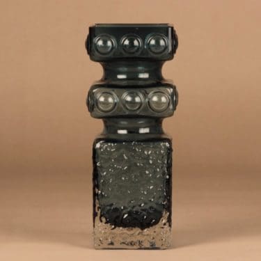 Riihimäen lasi Kehrä maljakko, siniharmaa, suunnittelija Tamara Aladin,