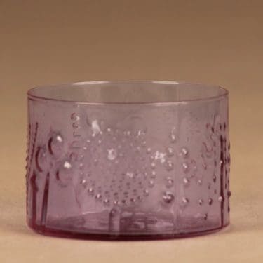 Nuutajärvi Flora jälkiruokamalja, neodymi, suunnittelija Oiva Toikka,