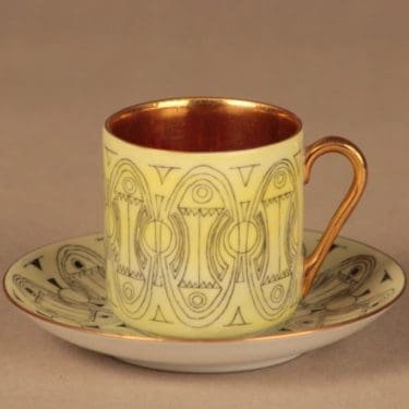 Arabia OC mokkakuppi, keltainen, suunnittelija Esteri Tomula,