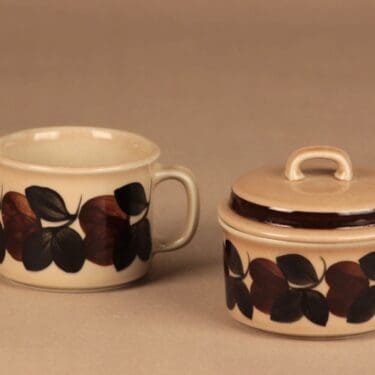 Arabia Ruija sugar bowl and creamer, hand-painted designer Raija Uosikkinen