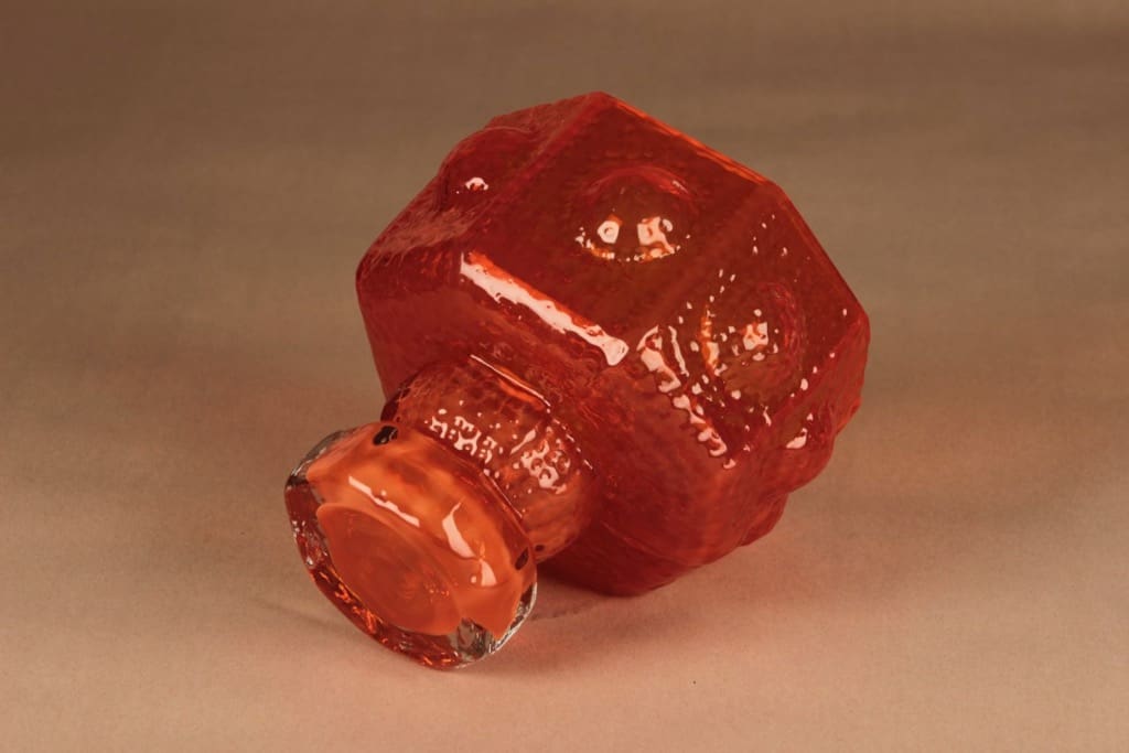 Riihimäen lasi Fontana maljakko, oranssi, suunnittelija Nanny Still, kuva 3