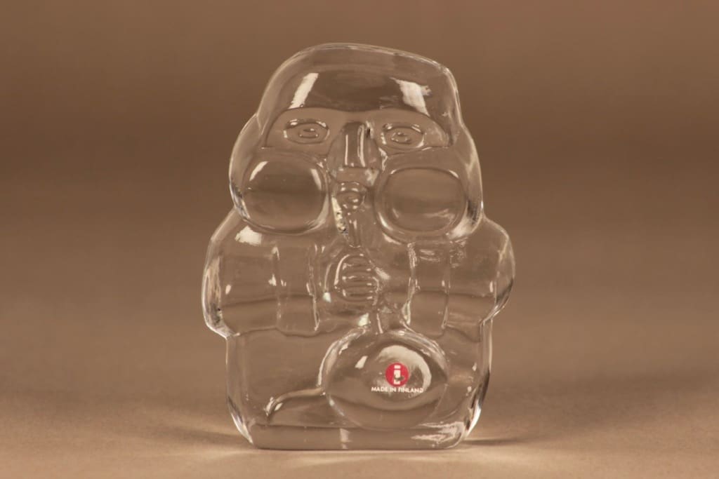 Iittala 2670 figuuri, lasinpuhaltaja, suunnittelija Jorma Vennola, lasinpuhaltaja