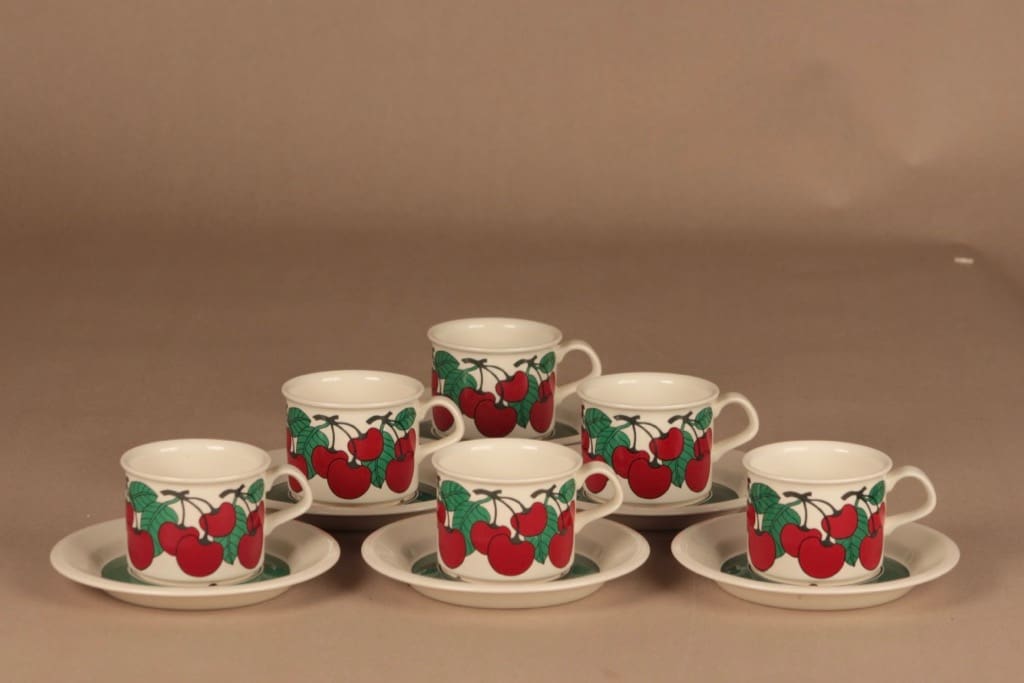 Arabia Kirsikka coffee cup 6 pcs designer Inkeri Seppälä