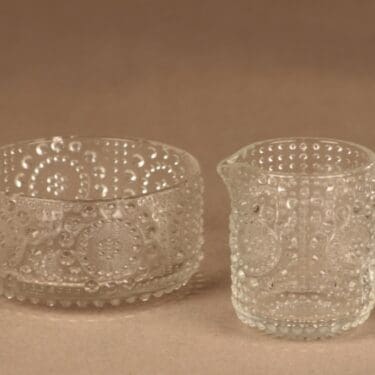 Riihimäen lasi Grapponia sokerikko ja kermakko, kirkas, suunnittelija Nanny Still,