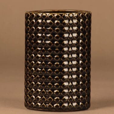 Arabia Harlekiini maljakko, ruskea, suunnittelija Kaarina Aho, ruutu