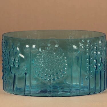 Nuutajärvi Flora boolimalja, turkoosi, suunnittelija Oiva Toikka,