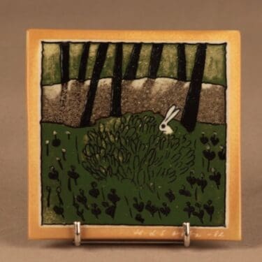 Arabia HLS seinätaulu Jänis pensaassa suunnittelija Heljä Liukko-Sundström