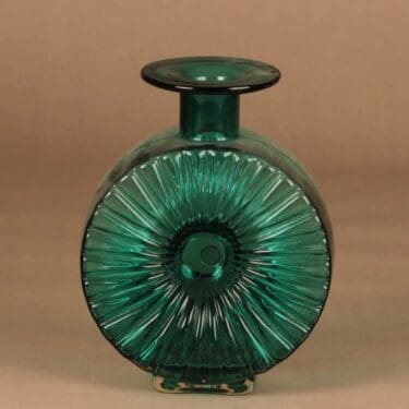 Riihimäen lasi Aurinkopullo koristepullo, turkoosi koko ¾, suunnittelija Helena Tynell, koko ¾