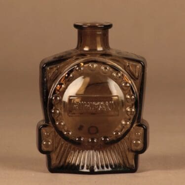 Riihimäen lasi Veturipullo koristepullo, harmaa, suunnittelija Erkkitapio Siiroinen,