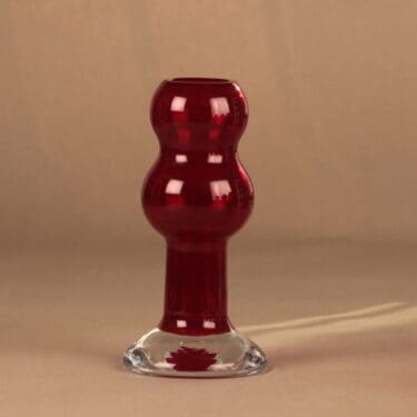 Riihimäen lasi Puisto maljakko, rubiininpunainen, suunnittelija Ulla-Maija Wikman,
