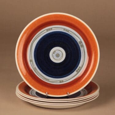 Rörstrand Augusta lautanen, ruskea, sininen, musta, 5 kpl, suunnittelija Christina Campbell,