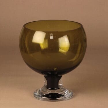 Riihimäen lasi Old King Cole malja, vihreä, kirkas, suunnittelija Erkkitapio Siiroinen, massiivinen