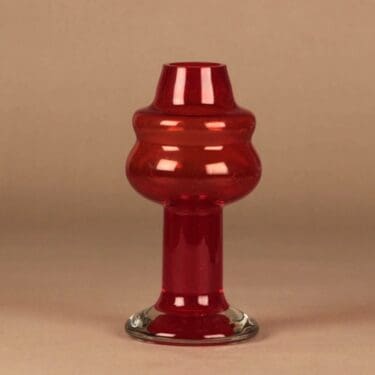 Riihimäen lasi Puisto maljakko, punainen, kirkas, suunnittelija Ulla-Maija Wikman,