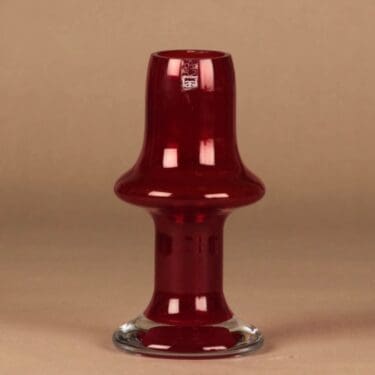 Riihimäen lasi Puisto maljakko, rubiininpunainen, kirkas, suunnittelija Ulla-Maija Wikman,