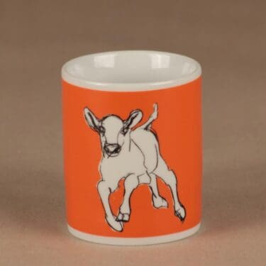 Marimekko Kevätjuhla muki, oranssi, suunnittelija Miina Äkkijyrkkä, lehmä