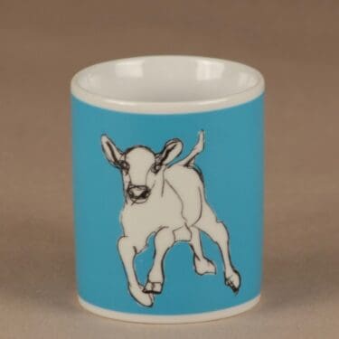 Marimekko Kevätjuhla muki, sininen, suunnittelija Miina Äkkijyrkkä, lehmä