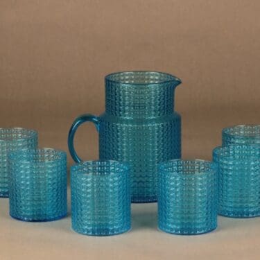 Nuutajärvi OTK kaadin ja lasit (6), tilaustyö, 6+1 kpl, suunnittelija Kaj Franck, tilaustyö