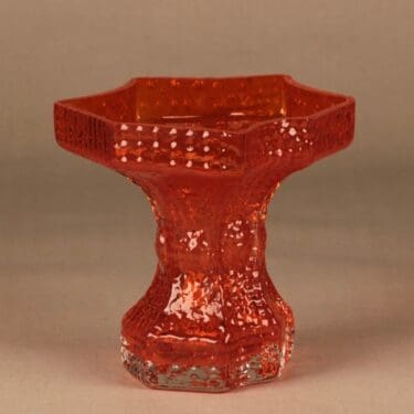 Riihimäen lasi Fantasma maljakko, oranssi, suunnittelija Nanny Still,