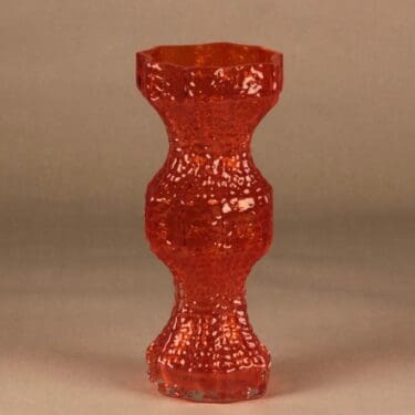 Riihimäen lasi Fantasma maljakko, oranssi, suunnittelija Nanny Still,