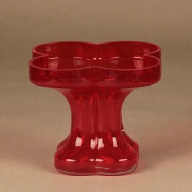 Riihimäen lasi Onnenlehti maljakko, punainen, suunnittelija Helena Tynell,