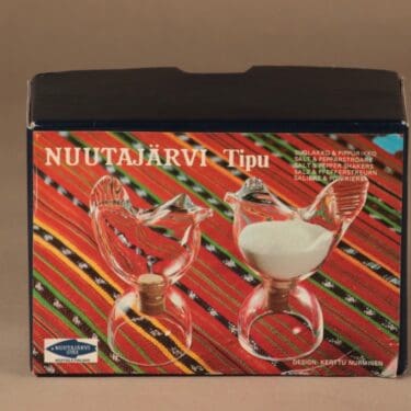 Nuutajärvi Tipu suola- ja pippurisirotin, kirkas, 2 kpl, suunnittelija Kerttu Nurminen, kukko, kana