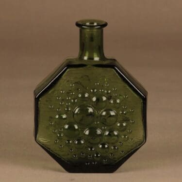 Riihimäen lasi Stella Polaris koristepullo, vihreä, suunnittelija Nanny Still,