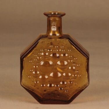 Riihimäen lasi Stella Polaris koristepullo, amber, suunnittelija Nanny Still,