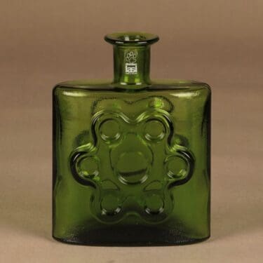 Riihimäen lasi Paukkurauta koristepullo, vihreä, suunnittelija Erkkitapio Siiroinen,