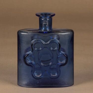 Riihimäen lasi Paukkurauta koristepullo, sininen, suunnittelija Erkkitapio Siiroinen,