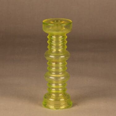 Riihimäen lasi Carmen maljakko/kynttilänjalka, keltainen, suunnittelija Tamara Aladin,