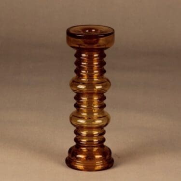 Riihimäen lasi Carmen maljakko/kynttilänjalka, amber, suunnittelija Tamara Aladin,