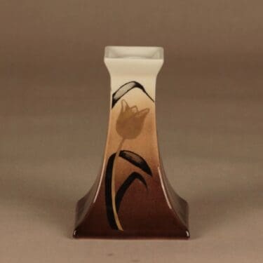 Arabia HLS kynttilänjalka, käsinmaalattu, suunnittelija Helena Tynell, käsinmaalattu, kukka, tulppaani